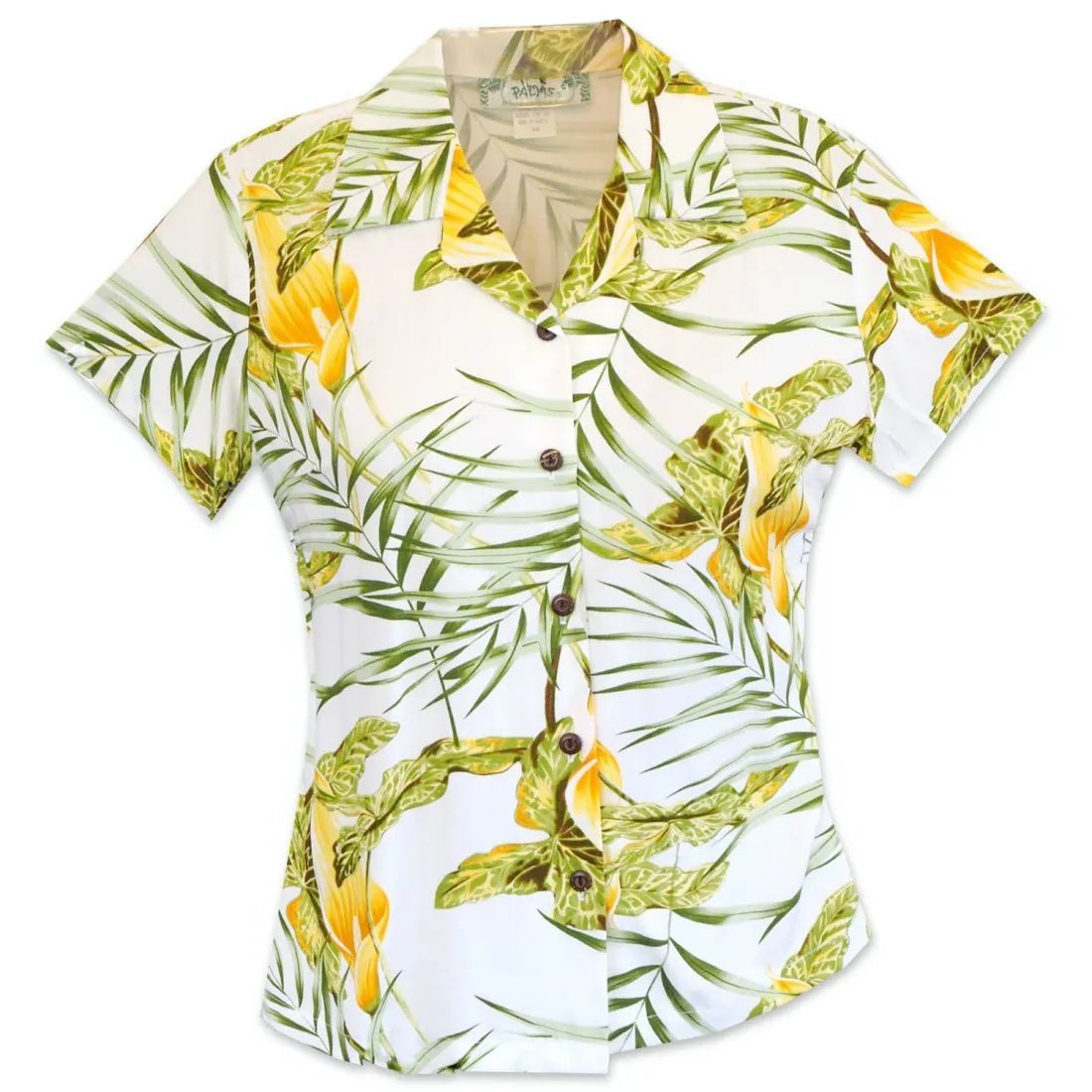 Calla Lily White Lady's Hawaiian Rayon Blouse Soft Pastel Blouse