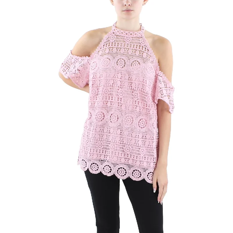 City Chic Womens 69 Halter Picot Trim Blouse Boho Chic Blouse