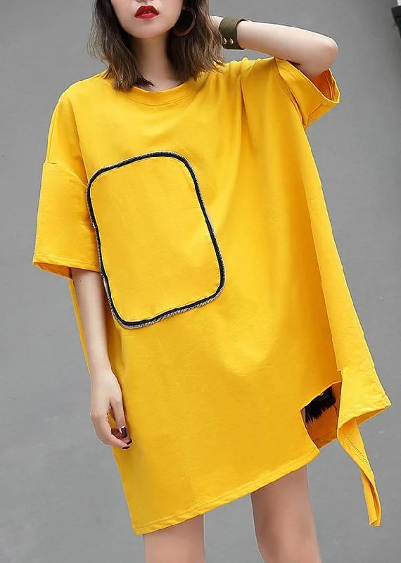 DIY yellow cotton clothes For Women o neck Midi summer blouses Satin Drape Blouse