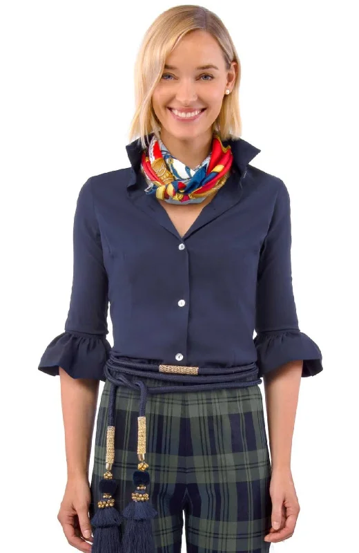 Gretchen Scott Priss Chiffon Blouse - Navy Everyday Stylish Blouse