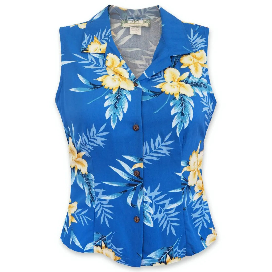 Midnight Blue Lady's Hawaiian Sleeveless Blouse Boho Chic Blouse