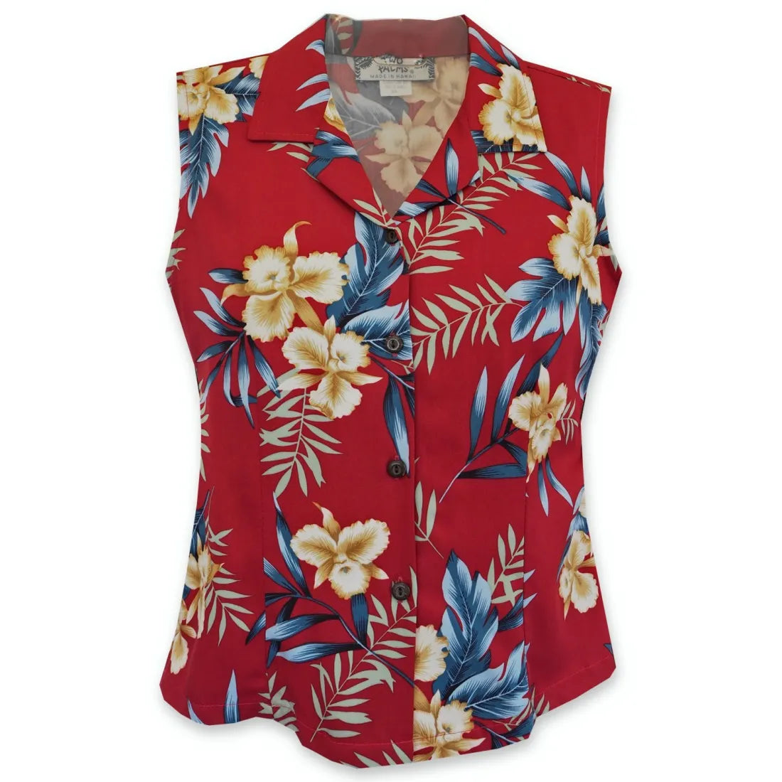 Midnight Maroon Lady's Hawaiian Sleeveless Blouse Pastel Color Blouse