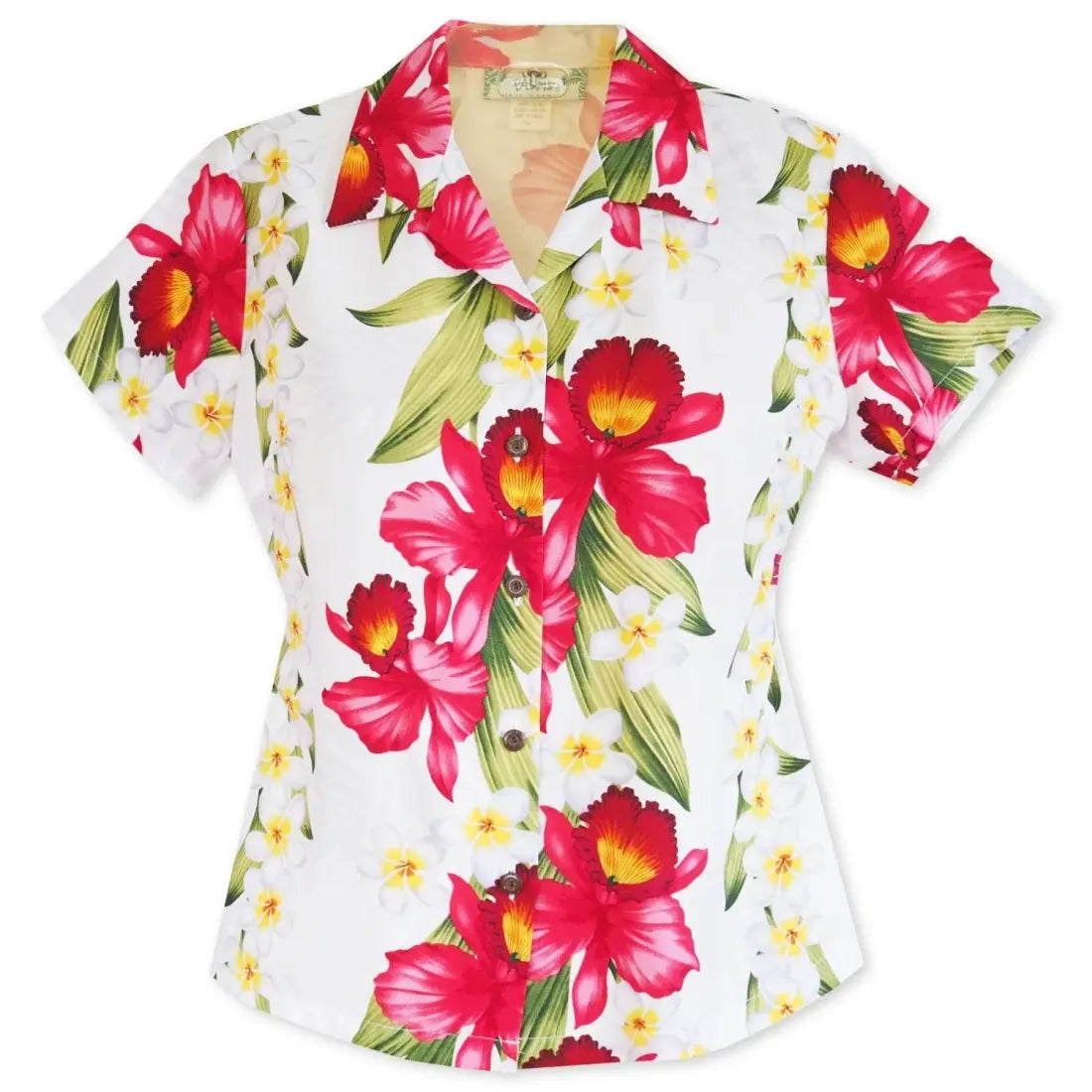 Orchid Play White Lady's Hawaiian Rayon Blouse Boho Printed Blouse