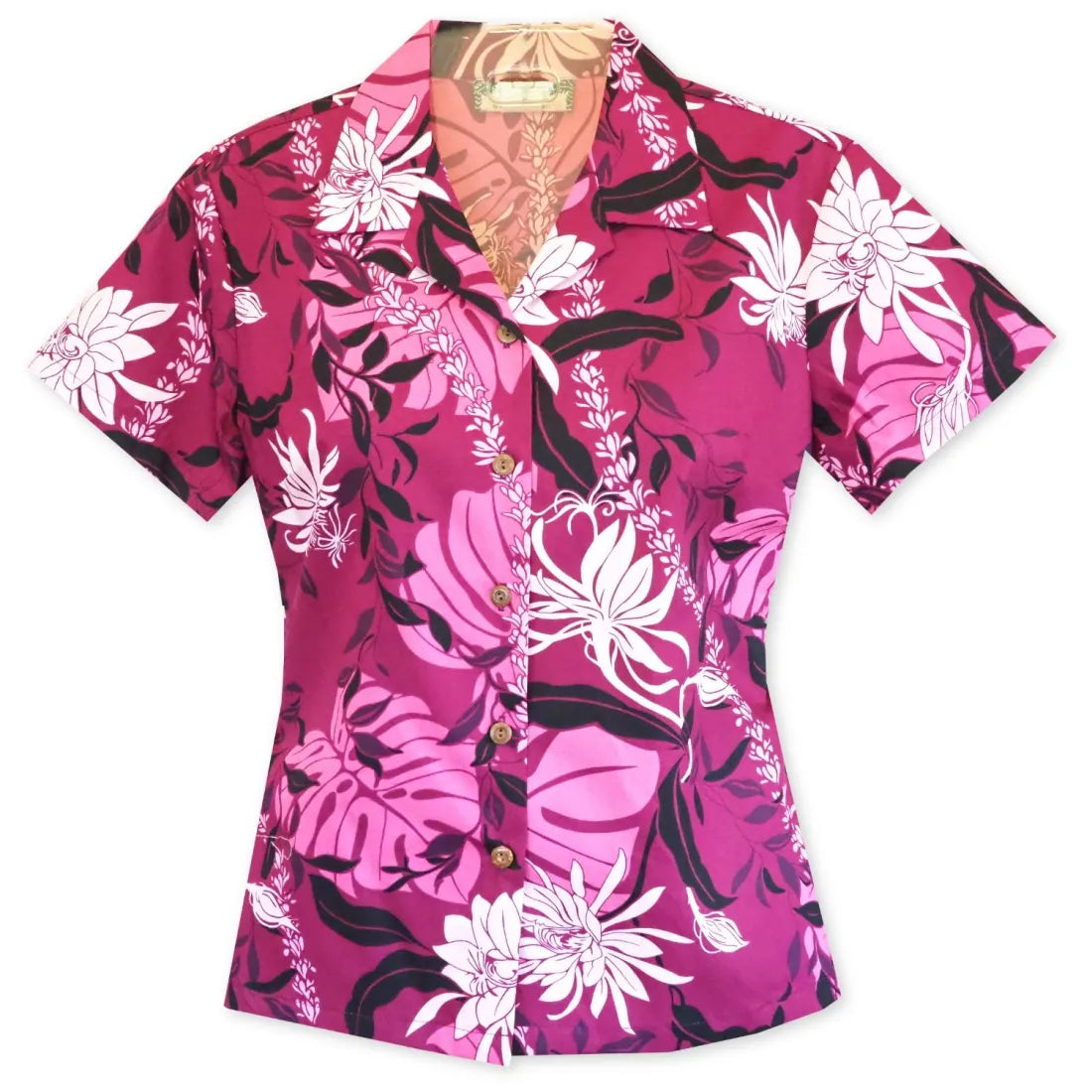 Punahou Purple Lady's Hawaiian Cotton Blouse Airy Cotton Blouse