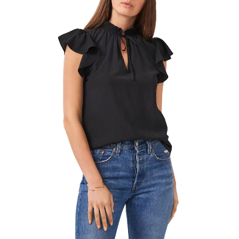 1.State Womens V Neck Cap Sleeve Blouse Delicate Pleat Blouse