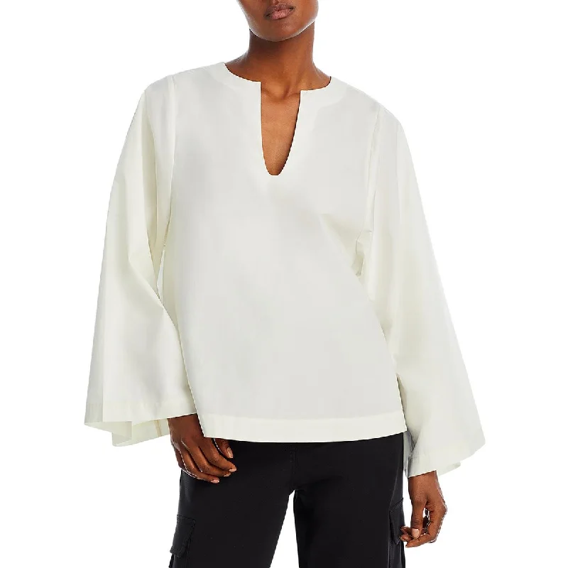 By Malene Birger Womens Kamill Solid Organic Cotton Blouse Soft Satin Blouse