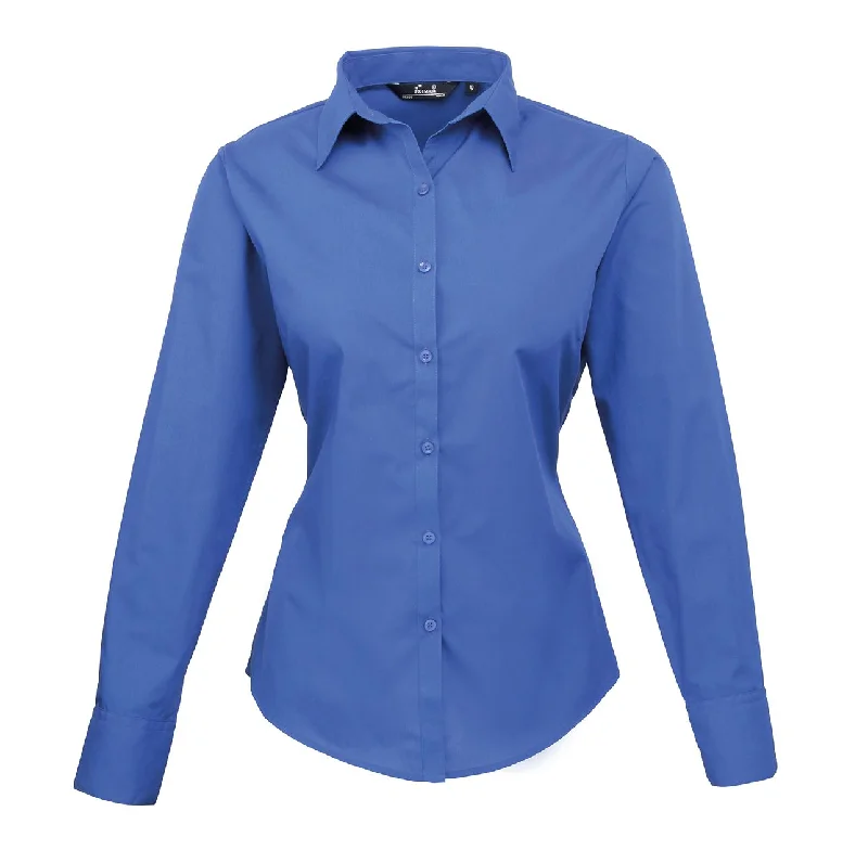 Fitted poplin long sleeve blouse Feminine Tie Blouse