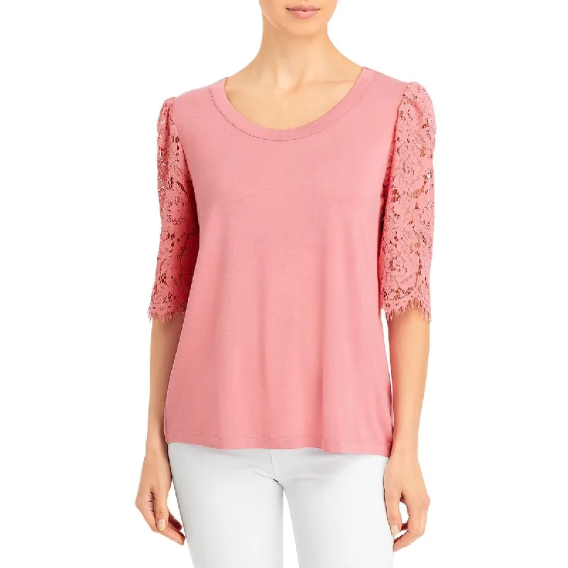 K & C Womens Knit Lace Blouse Everyday Stylish Blouse