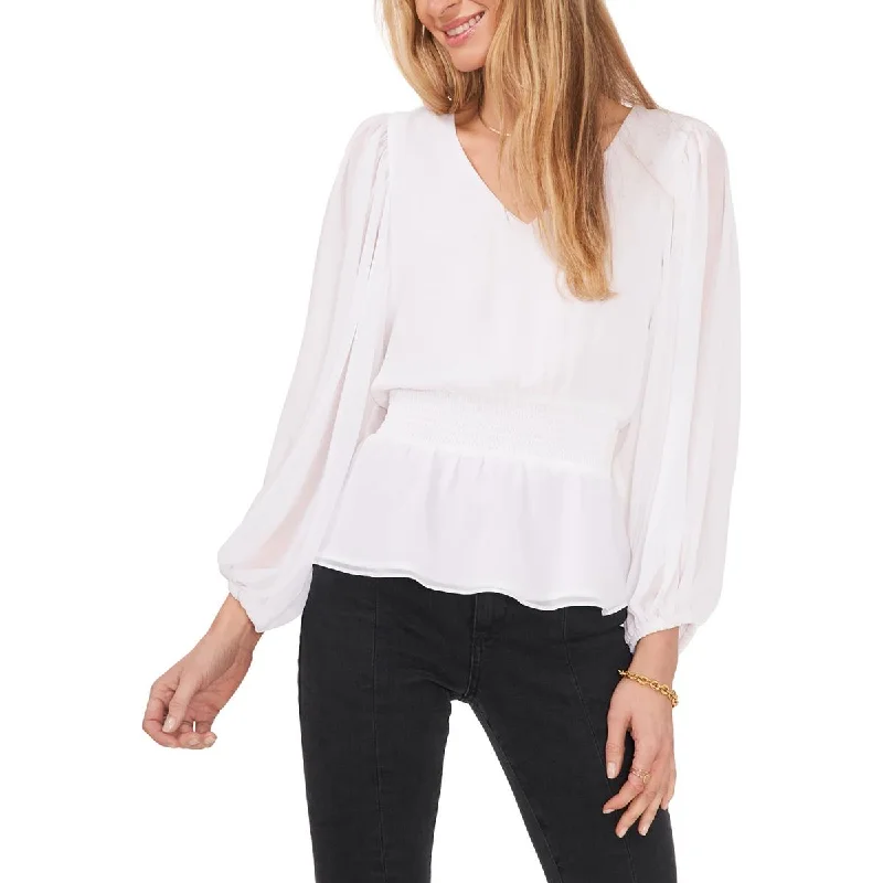 Sam and Jess Womens Chiffon V-Neck Blouse Chic Off-Shoulder Blouse