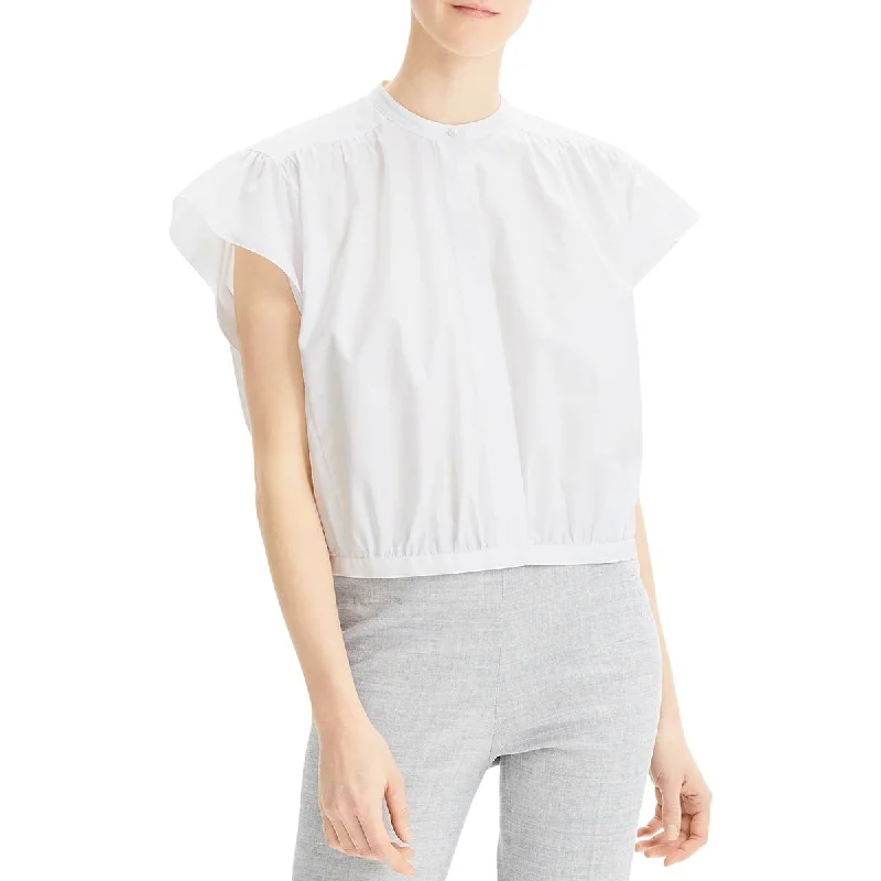 Theory Womens Ruched Cropped Blouse Feminine Pastel Blouse