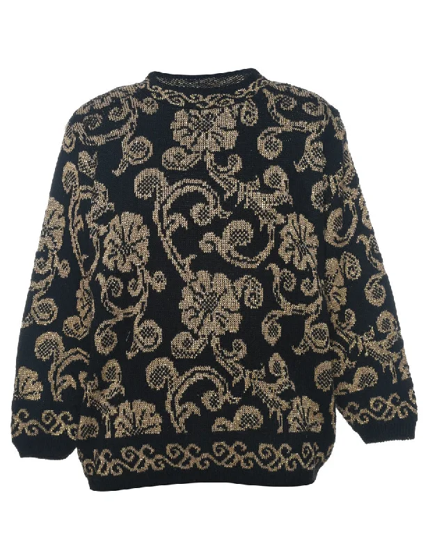 Alfred Dunner Lurex Thread Pattern Floral Jumper - S Terry Blend Velvet Blend Canvas Blend