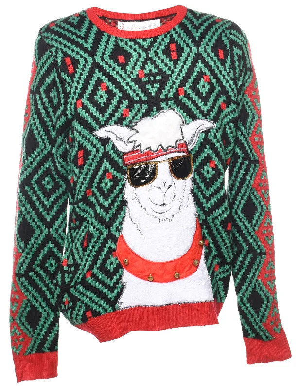 Animal Design Christmas Jumper - L Wool Fabric Cashmere Fabric Tweed Fabric