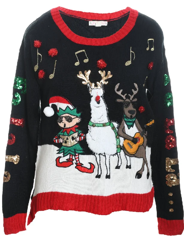 Animal Design Christmas Jumper - L Cotton Fabric Linen Fabric Terry Fabric