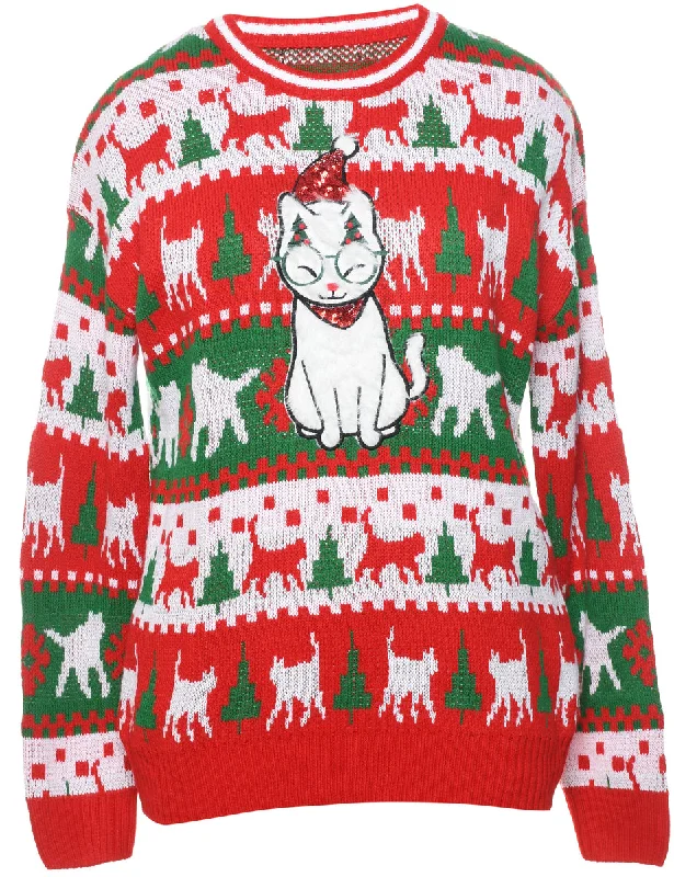 Animal Design Christmas Jumper - L Nylon Fabric Polyester Fabric Spandex Fabric