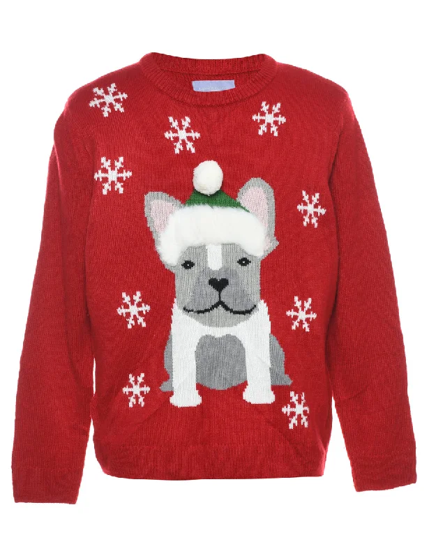 Animal Design Christmas Jumper - L Tailored Straight A-Line