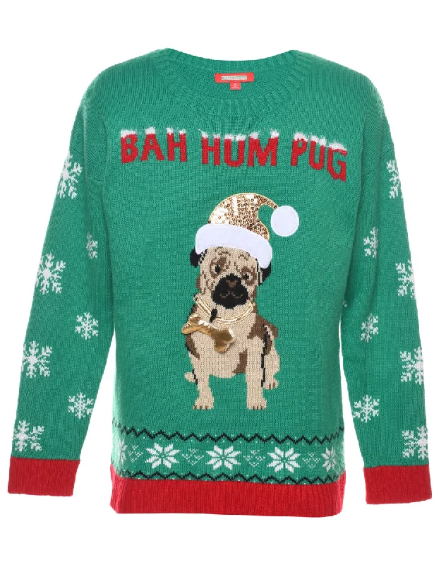 Animal Design Christmas Jumper - M Velvet Chenille Corduroy