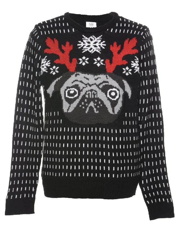 Animal Design Christmas Jumper - M Lace Blend Ribbed Blend Corduroy Blend