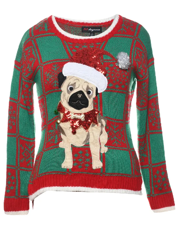 Animal Design Christmas Jumper - S Cable Knit Ribbed Knit Lace Knit