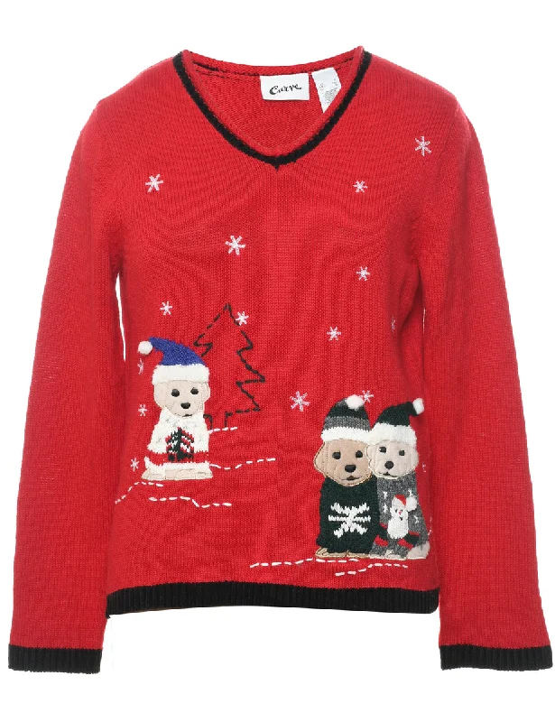 Animal Design Christmas Jumper - S Solid Color Striped Floral Print