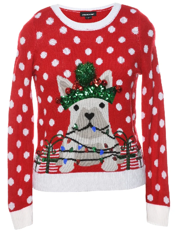 Animal Design Christmas Jumper - S Fleece Sweater Nylon Polyester