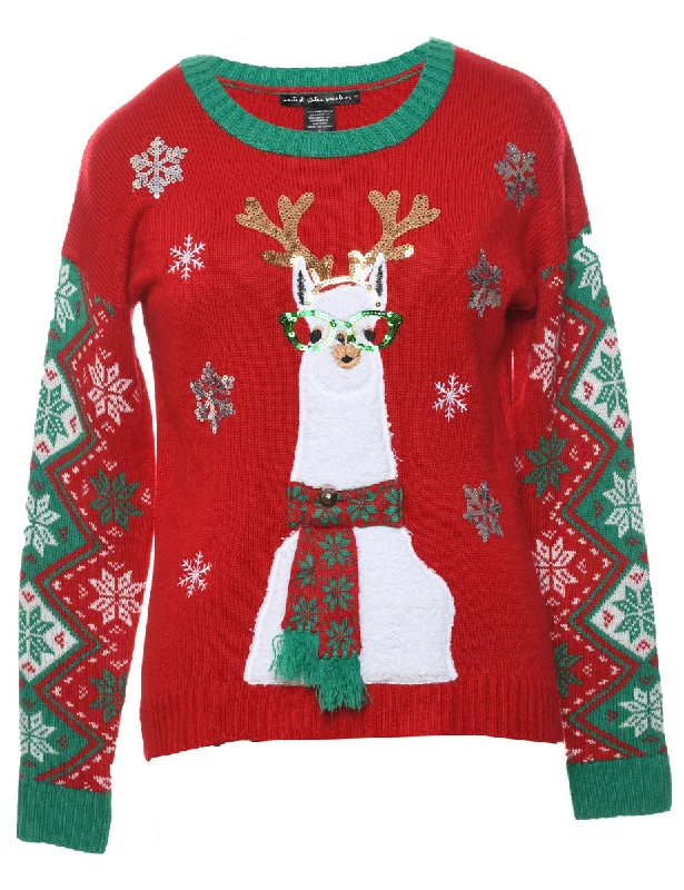 Animal Design Christmas Jumper - S Handmade Hand-knitted Hand-woven