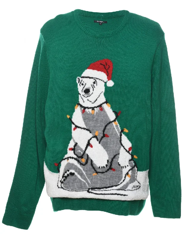 Animal Design Christmas Jumper - XL Cashmere Blend Cotton Blend Poly Blend