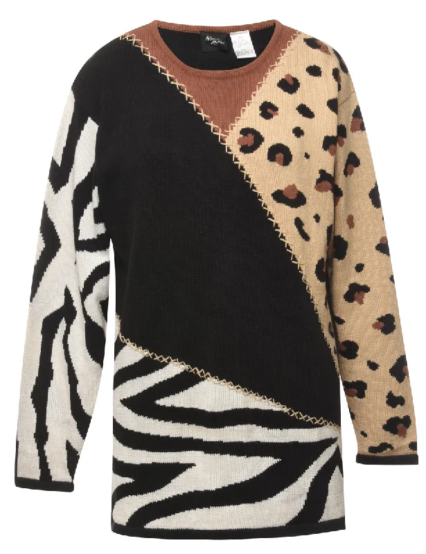 Animal Pattern Jumper - L Elasticated Padded Insulated