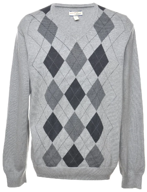 Argyle Jumper - L Bright Pastel Dark