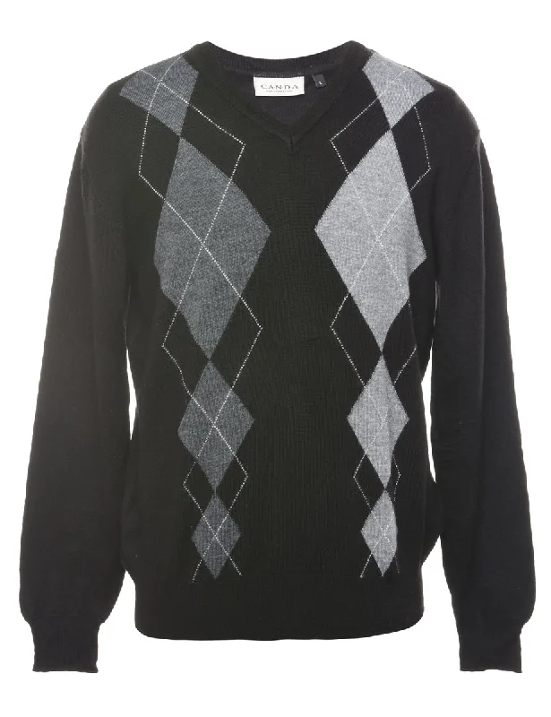 Argyle Jumper - L Velvet Chenille Corduroy