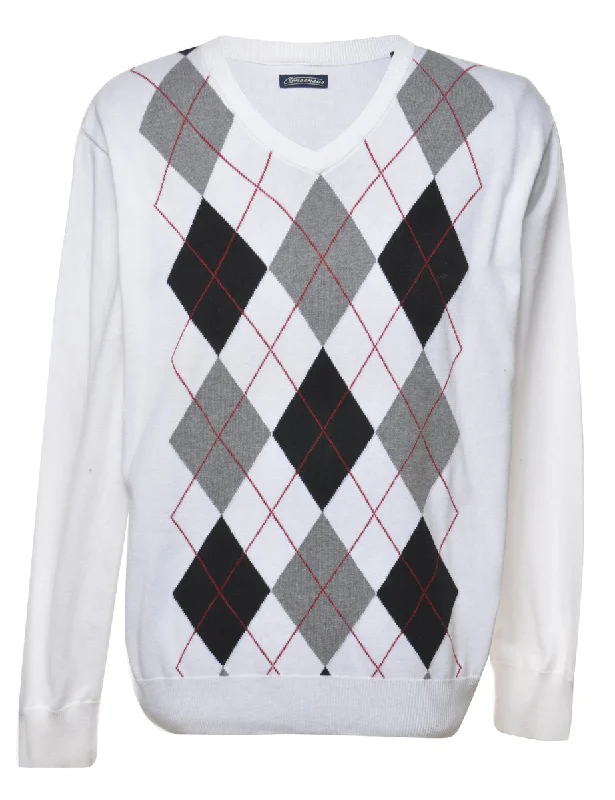 Argyle Jumper - L Spandex Blend Rayon Blend Denim Blend