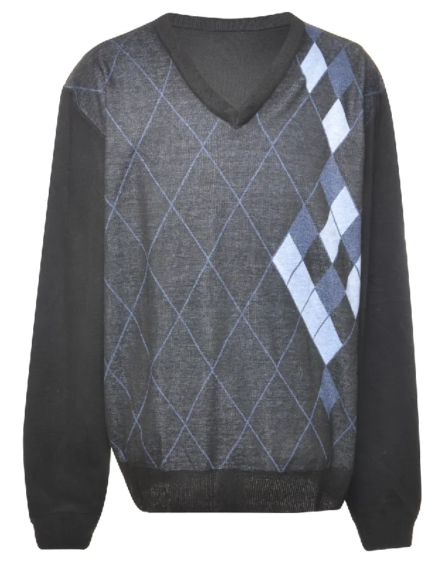 Argyle Jumper - L Lace Blend Ribbed Blend Corduroy Blend