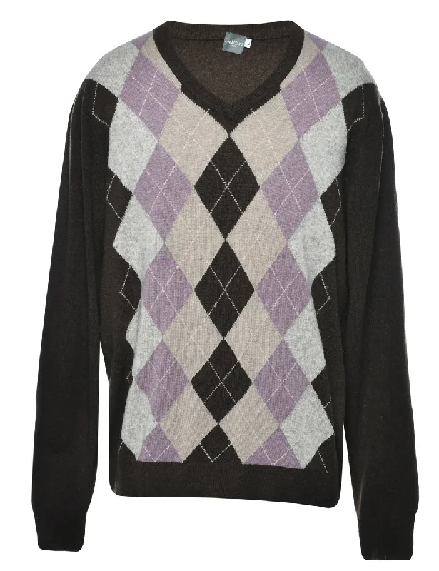 Argyle Jumper - L Houndstooth Herringbone Solid