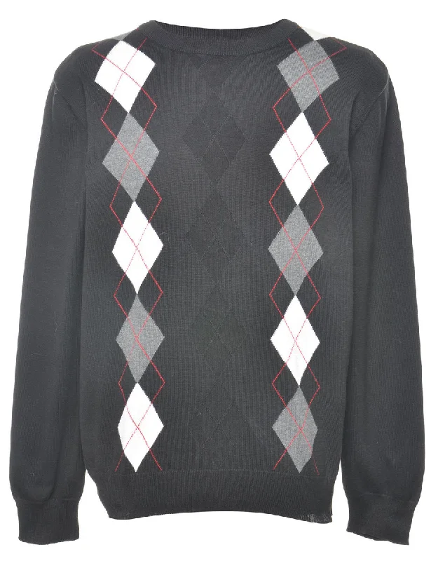 Argyle Jumper - L Toggled Drawstring Belted