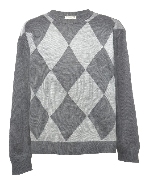 Argyle Jumper - L Front Pockets Side Pockets Patch Pockets