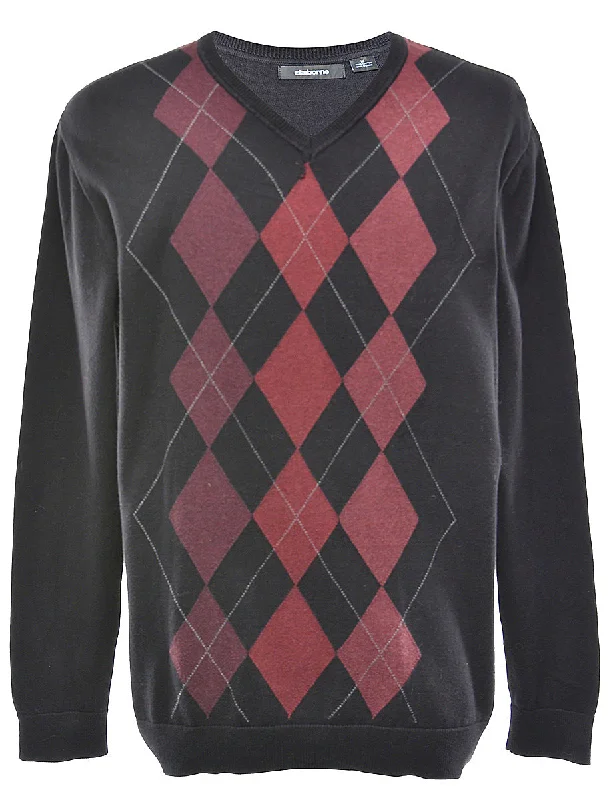 Argyle Jumper - M Solid Color Striped Floral Print