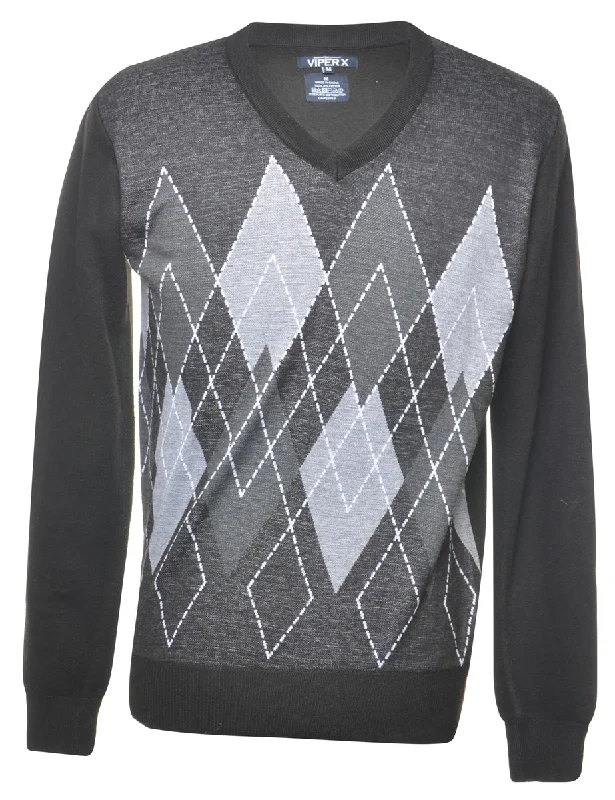 Argyle Jumper - M Fleece Sweater Nylon Polyester