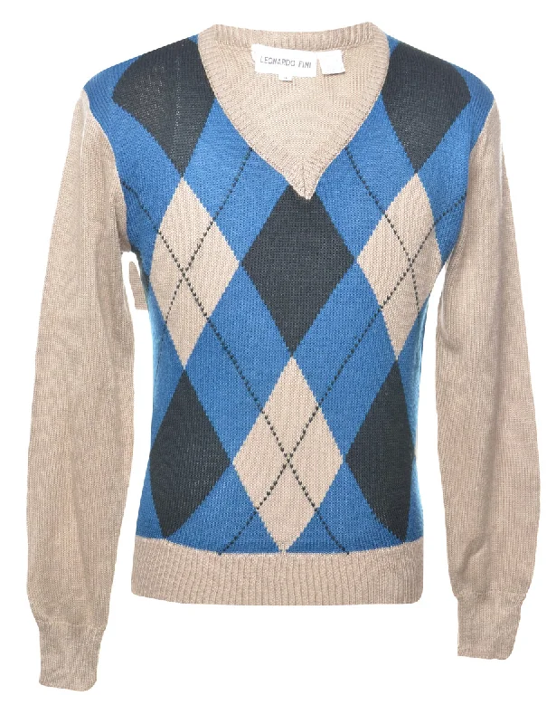 Argyle Jumper - M Lightweight Heavyweight Midweight