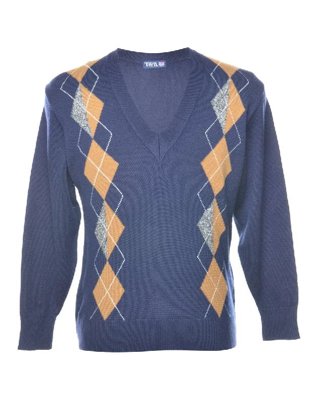 Argyle Jumper - M Soft Cozy Warm