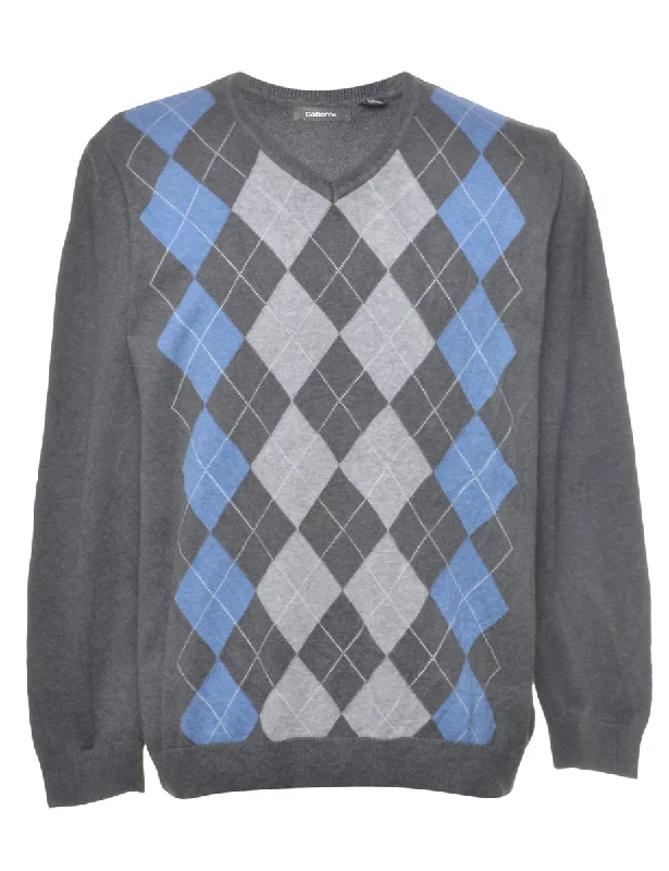 Argyle Jumper - M Elegant Classic Vintage