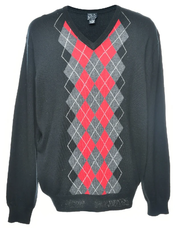 Argyle Jumper - XL Glossy Satin Silk