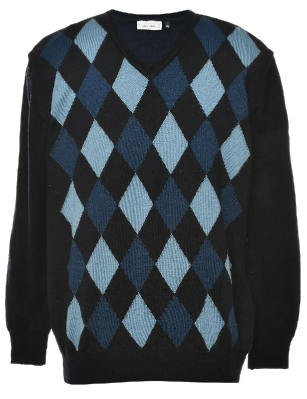 Argyle Jumper - XXL Ribbed Striped Patterned