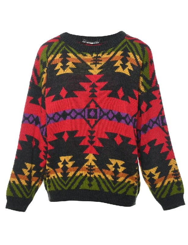 Aztec Print Jumper - L Machine Wash Dry Clean Hand Wash