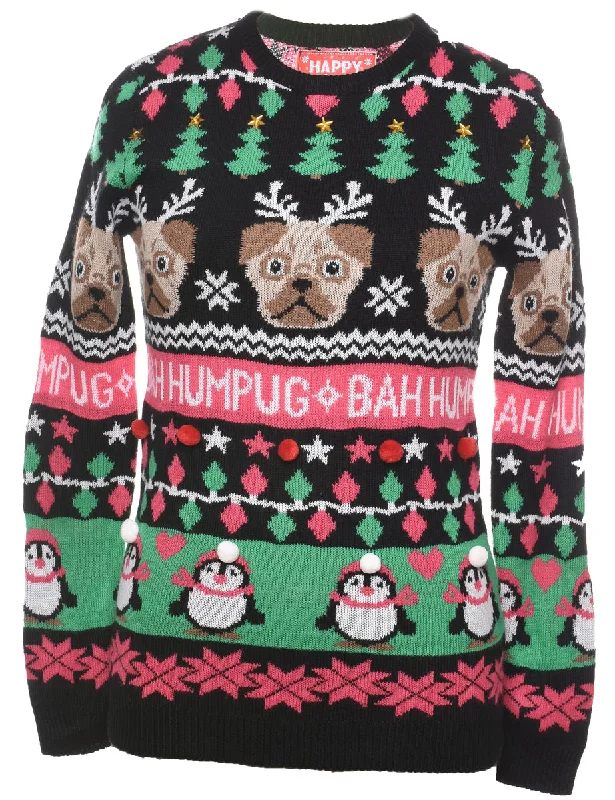 Bah Hum Pug Design Christmas Jumper - S Layered Multi-layer Single Layer