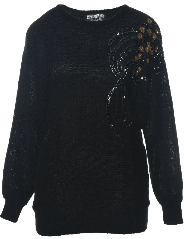 Beaded Jumper - S Hooded Caped Shawl Collar