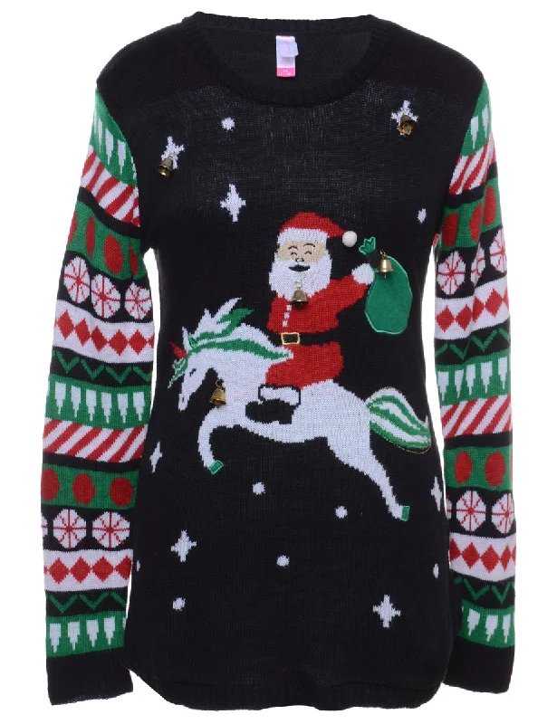 Beyond Retro Reworked Christmas Jumper With Bells - L Casual Formal Business