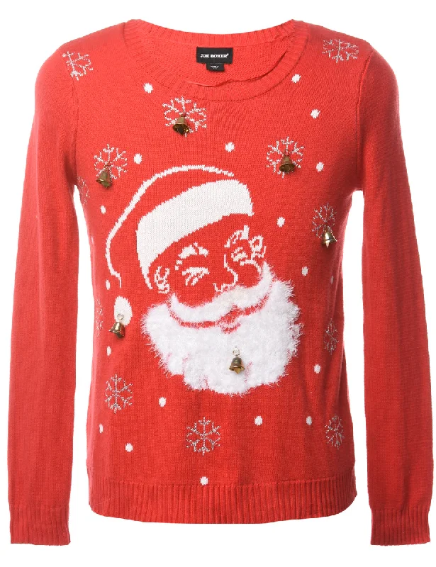 Beyond Retro Reworked Christmas Jumper With Bells - L Bright Pastel Dark