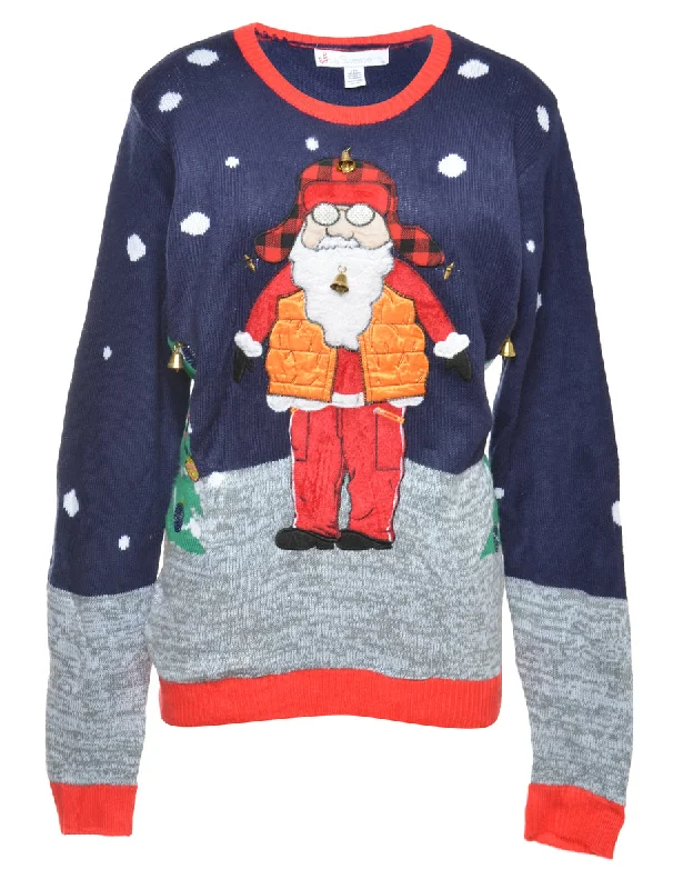 Beyond Retro Reworked Christmas Jumper With Bells - L Cashmere Blend Cotton Blend Poly Blend