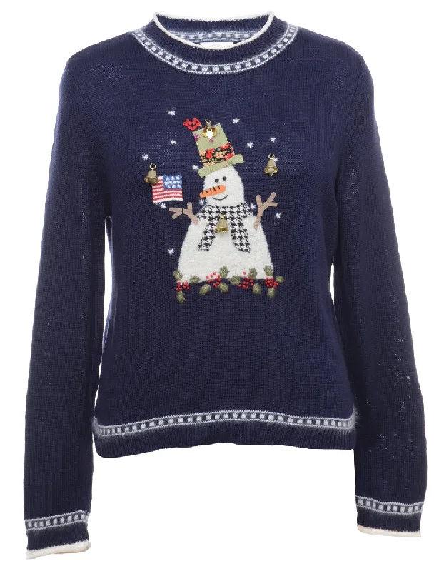 Beyond Retro Reworked Christmas Jumper With Bells - M Wool Sweater Cotton Sweater Cashmere Sweater