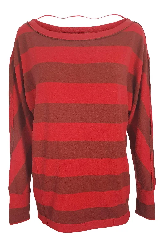 FREE PEOPLE Cali Red Striped Long Sleeved Jumper (XS) Lightweight Heavyweight Midweight