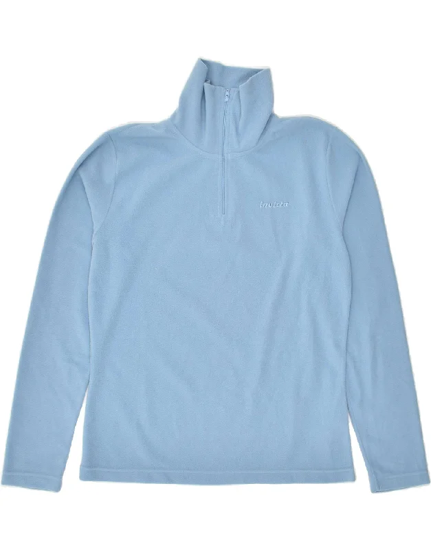 INVICTA Womens Zip Neck Fleece Jumper UK 14 Large Blue Polyester Machine Wash Dry Clean Hand Wash